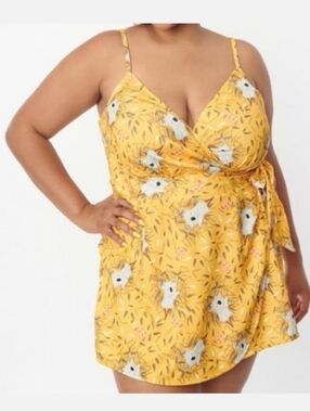 Unique Vintage Yellow Koala Butterfly Wrap Romper 1X 16 Retro Summer Beach